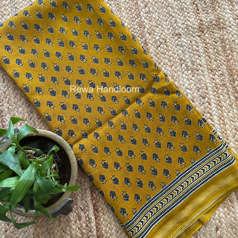 Turmeric Yellow Chanderi Silk Printed Saree CPS040