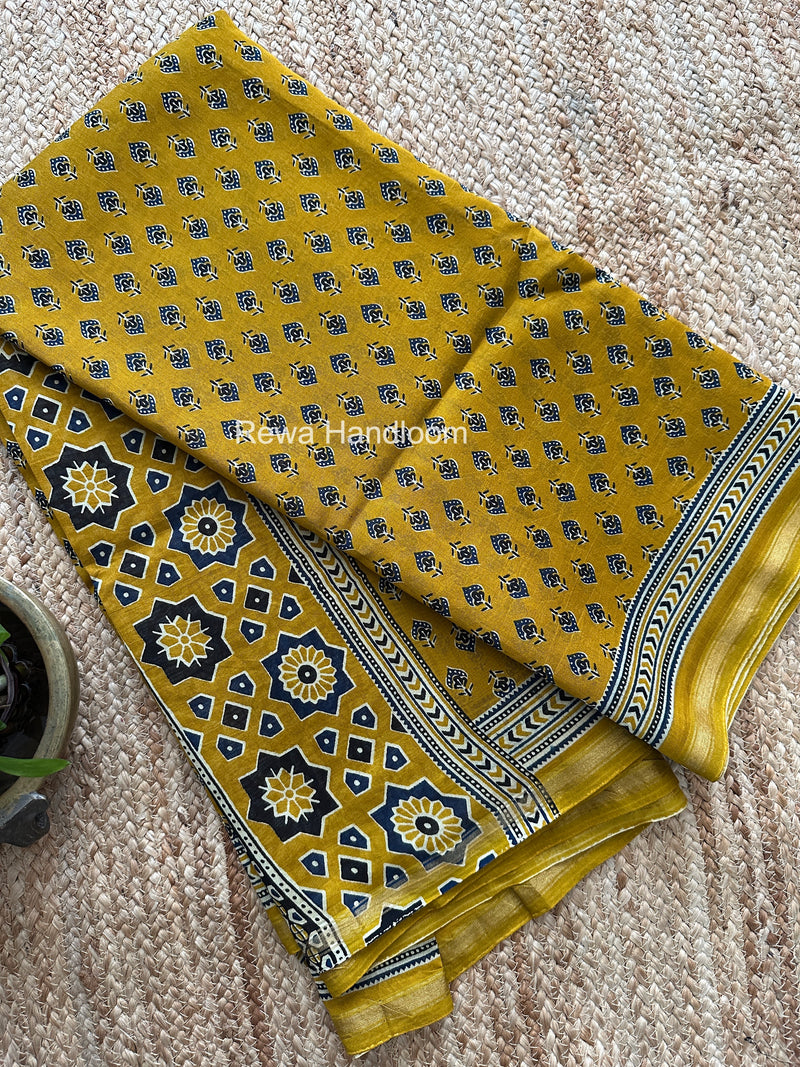 Turmeric Yellow Chanderi Silk Printed Saree CPS040
