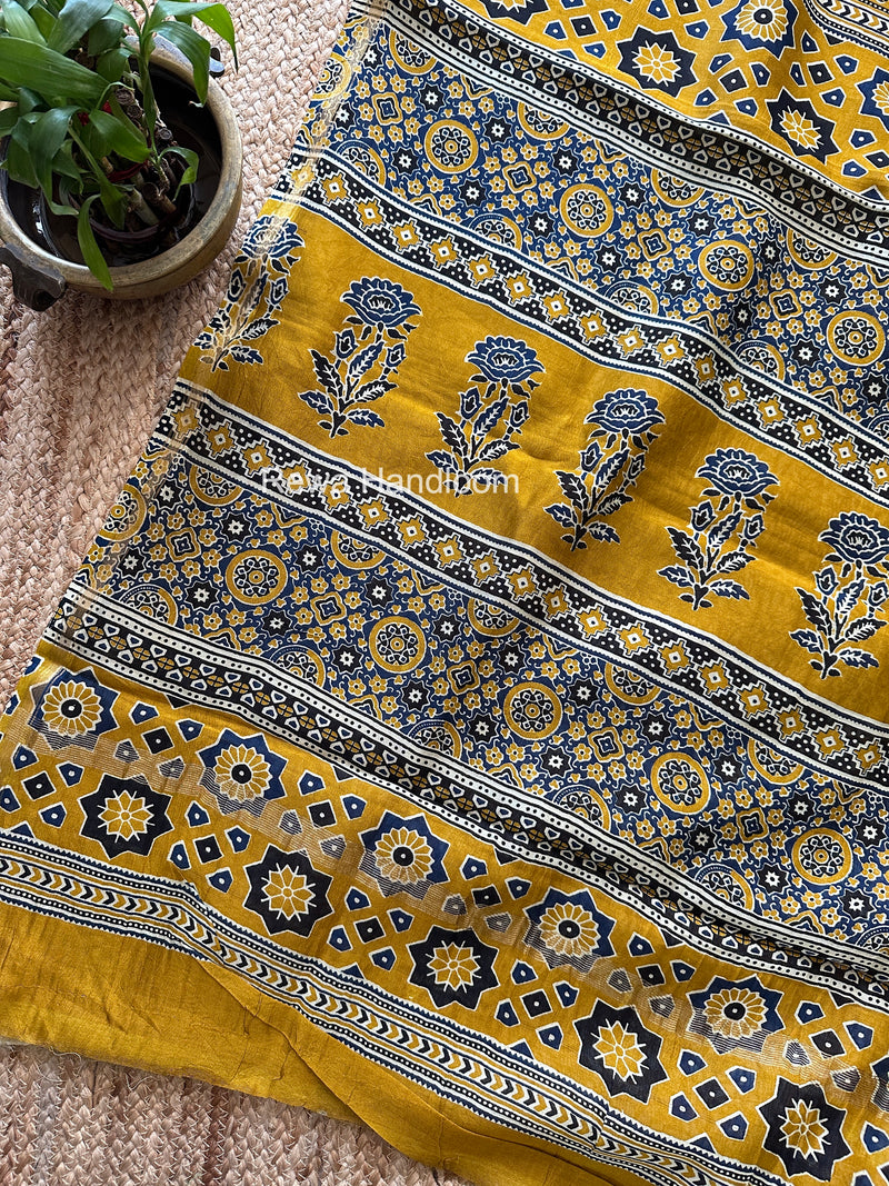Turmeric Yellow Chanderi Silk Printed Saree CPS040