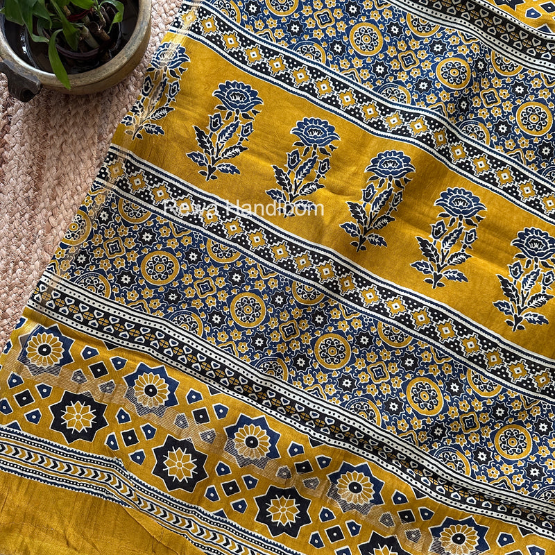 Turmeric Yellow Chanderi Silk Printed Saree CPS040