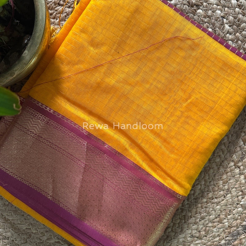 Maheshwari Mego Yellow Zari Linning Saree GL041