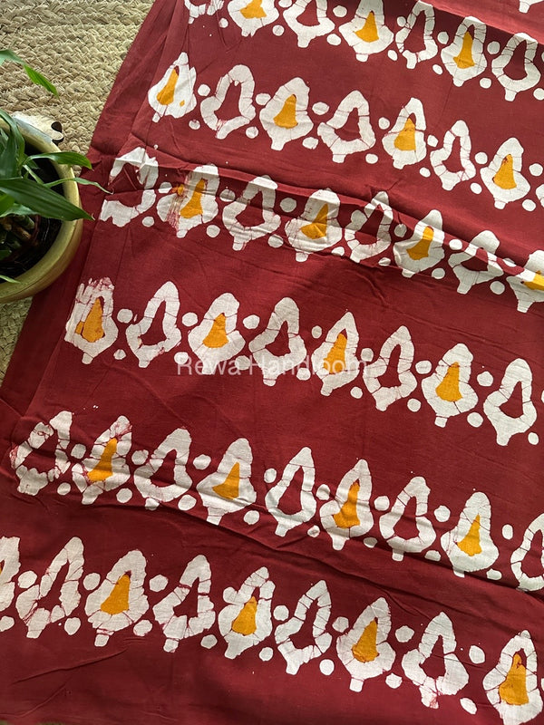 Maroon Cotton Printed Saree CS015