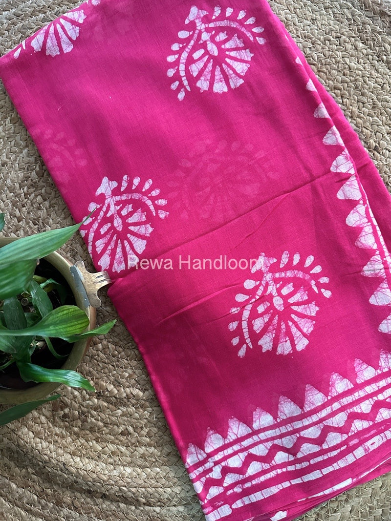 Pink Cotton Printed Saree CS030
