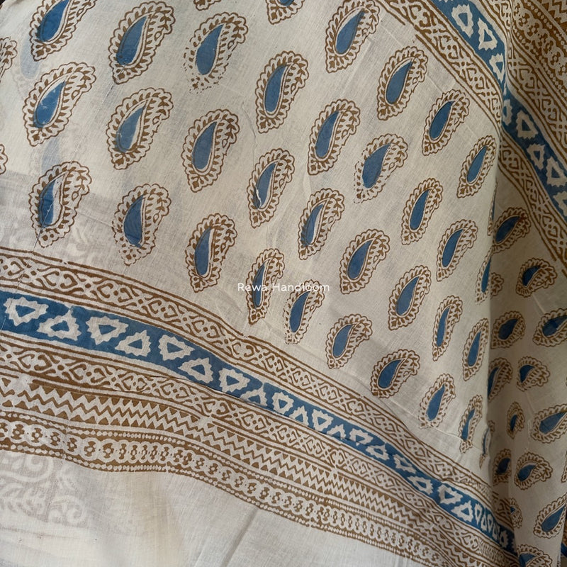 Blue-Brown Indigo Bagh Print Suit BCI038