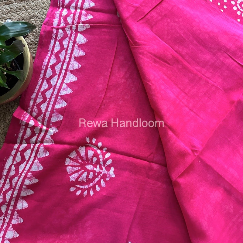Pink Cotton Printed Saree CS030
