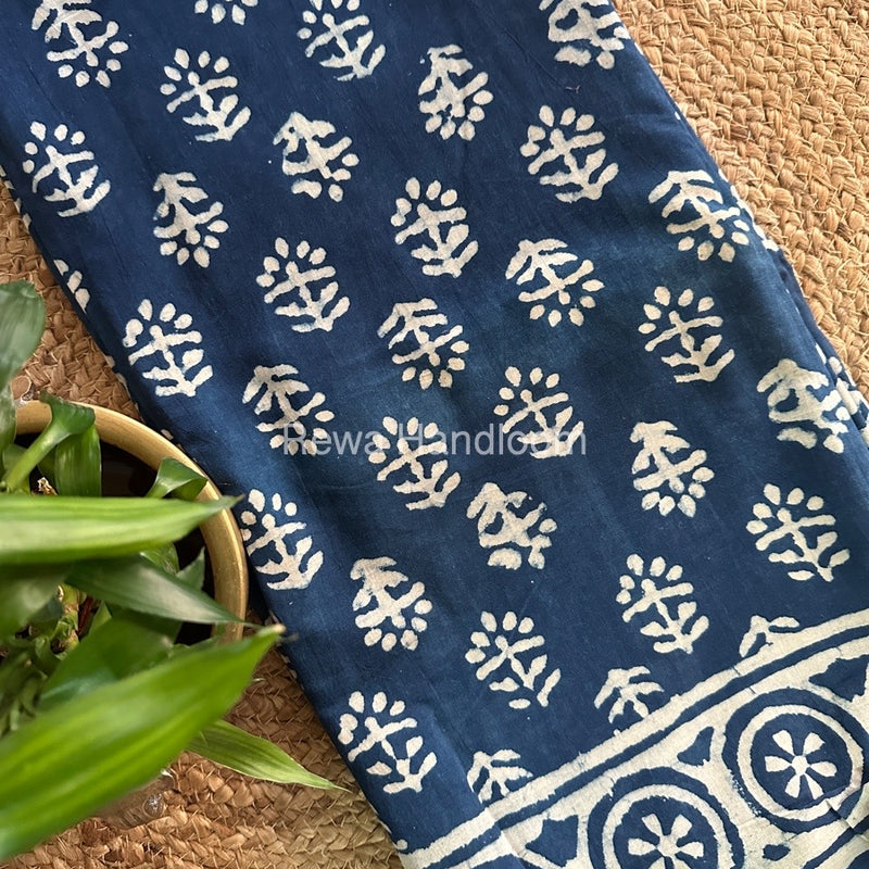 Blue Cotton Printed Saree CS032