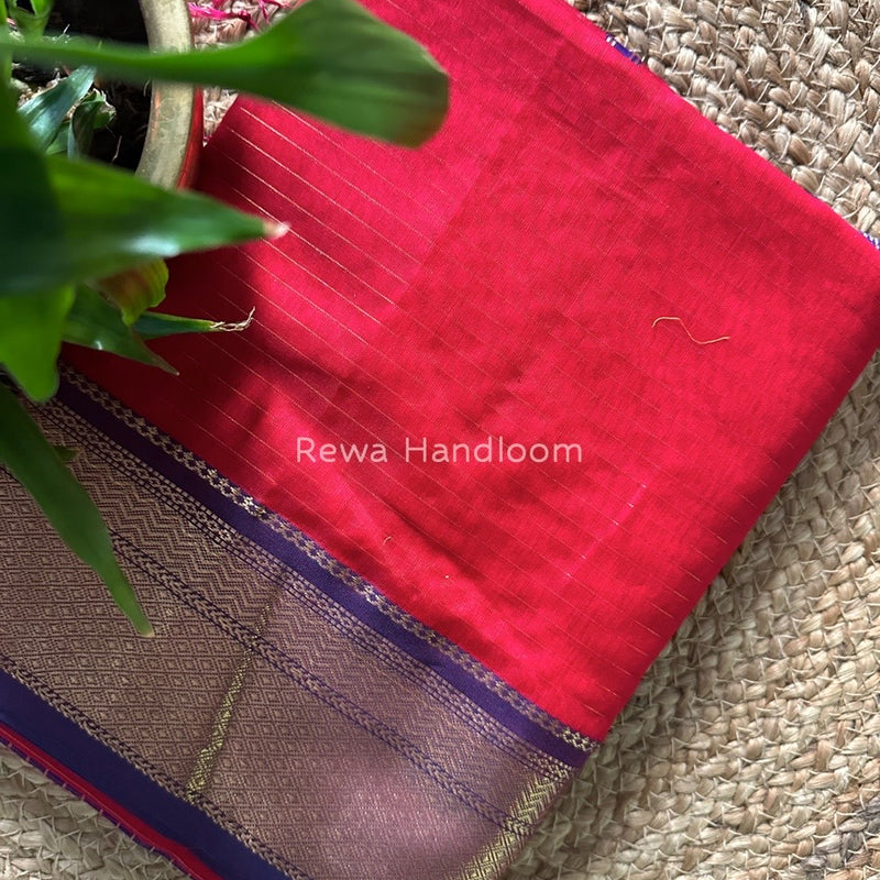Maheshwari Rani Pink Zari Linning Saree GL048