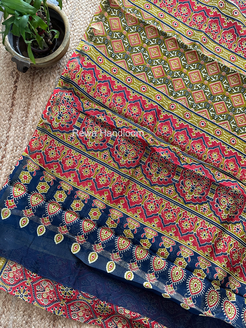 Red Chanderi Silk Printed Saree CPS073