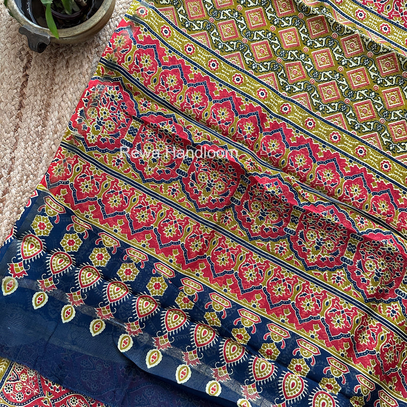 Red Chanderi Silk Printed Saree CPS073