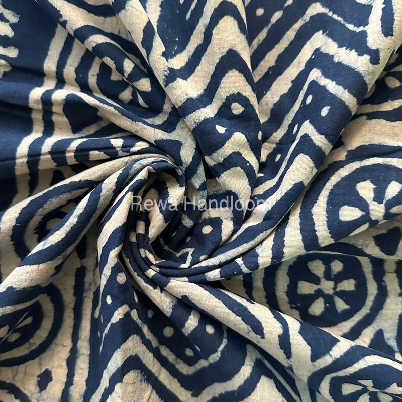 Blue Cotton Printed Saree CS032