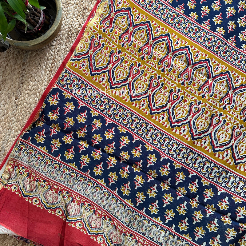 Blue Chanderi Silk Printed Saree CPS034