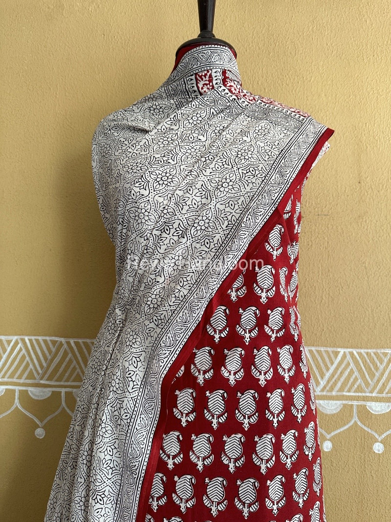 Red-Black Bagh Print Cotton Suit BCSP0157
