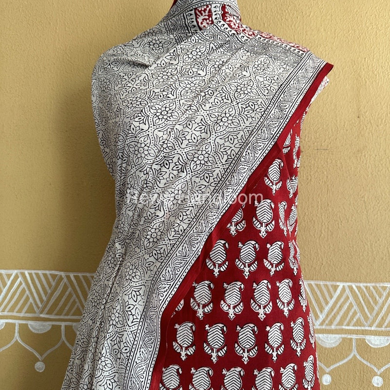 Red-Black Bagh Print Cotton Suit BCSP0157