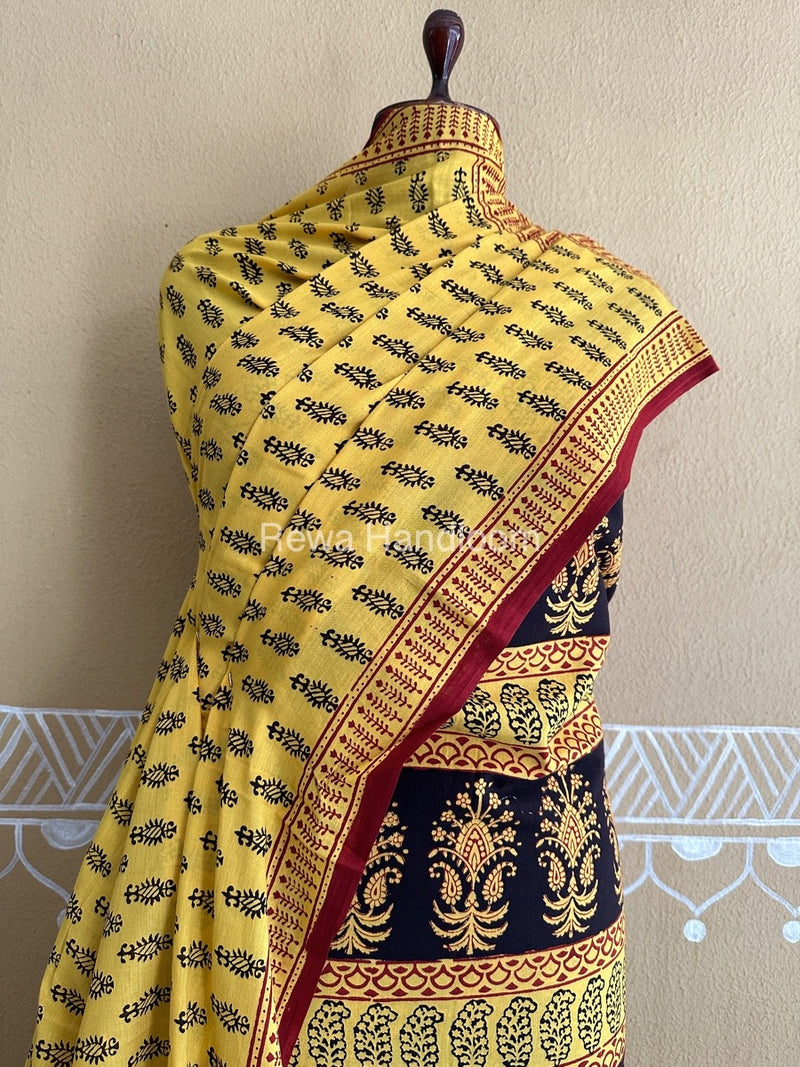 Black-Yellow Bagh Print Cotton Suit BCSP0156