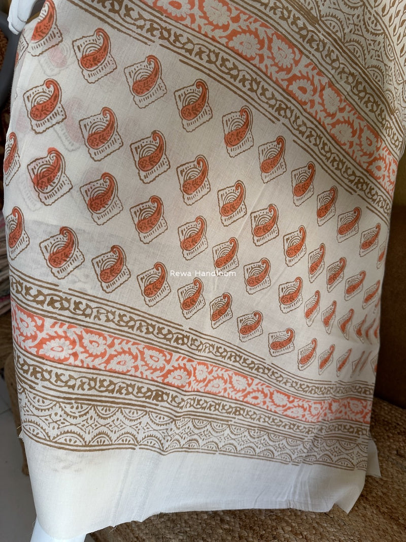 White-Orange Indigo Bagh Print Suit BCI039
