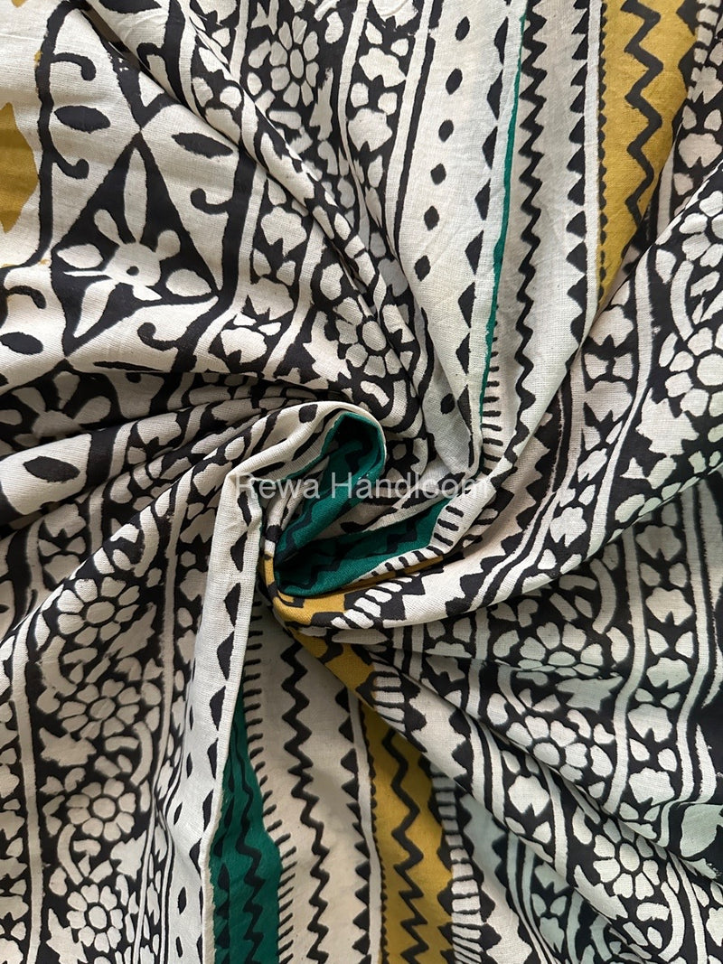 Cream Cotton Printed Saree CS033