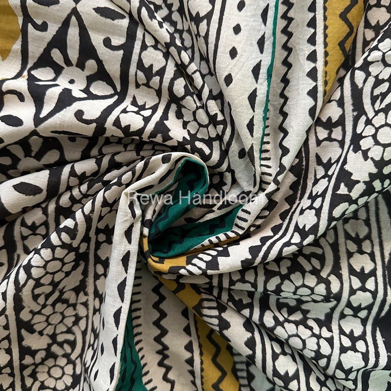 Cream Cotton Printed Saree CS033