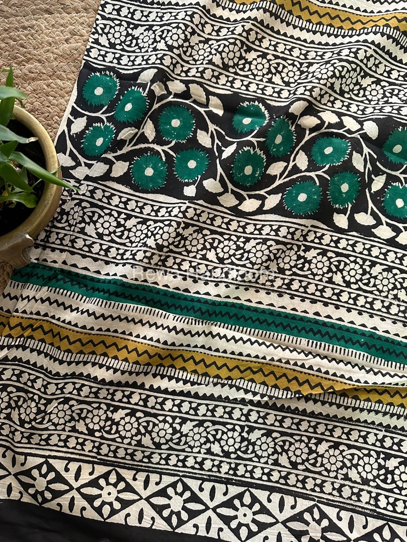 Cream Cotton Printed Saree CS033