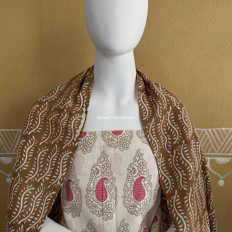 Pink-Brown Indigo Bagh Print Suit BCI040
