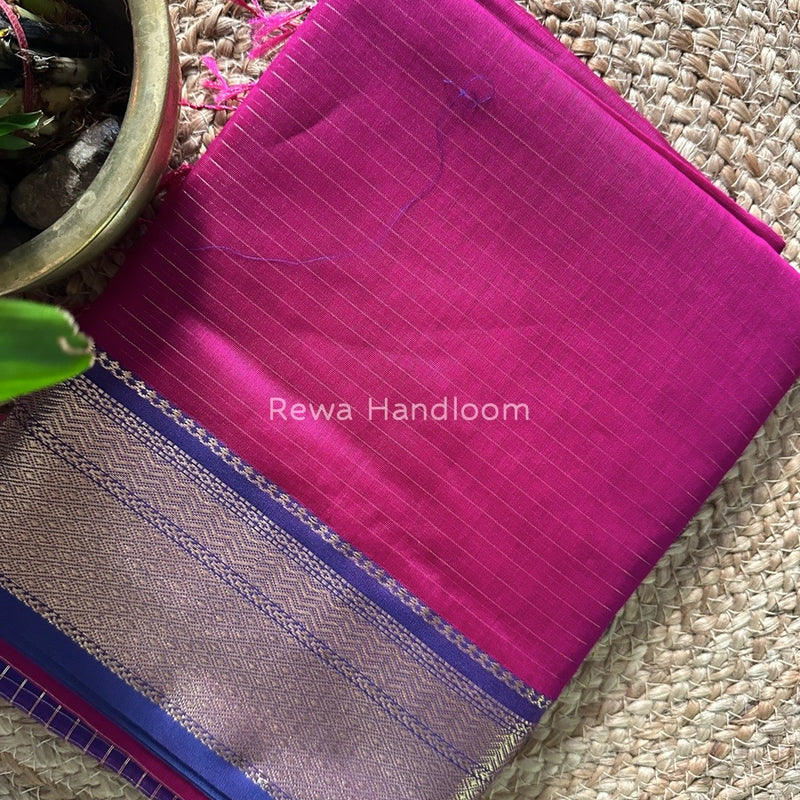 Maheshwari Dark Magenta Zari Linning Saree GL053