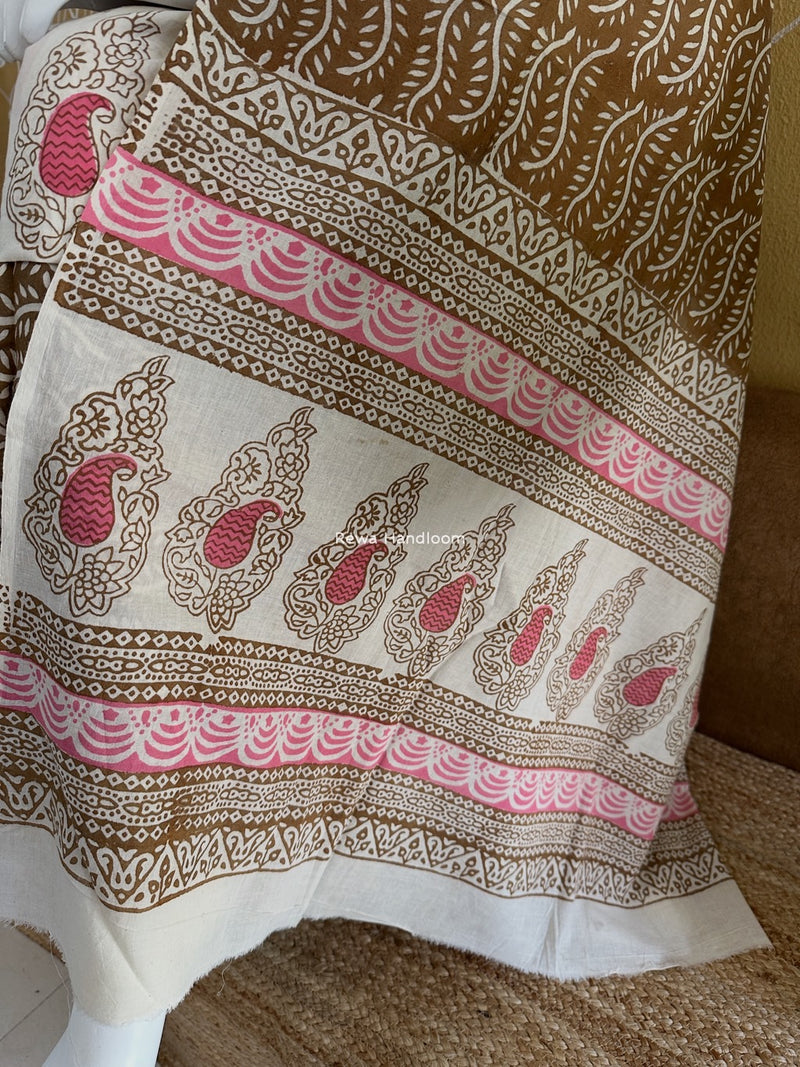 Pink-Brown Indigo Bagh Print Suit BCI040