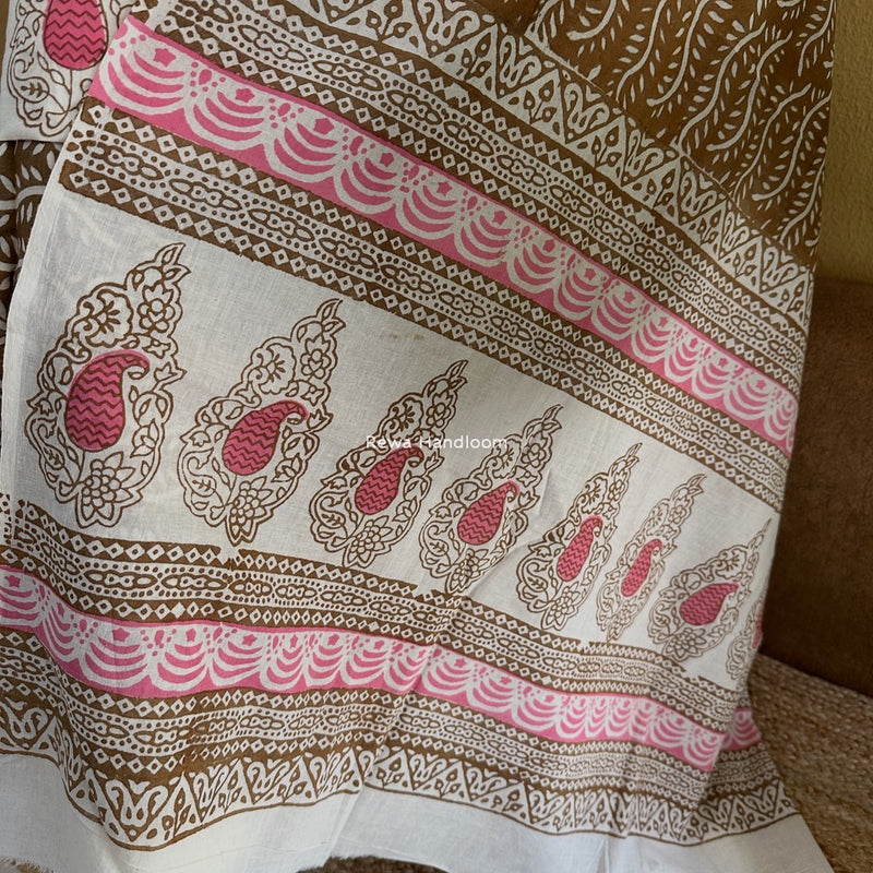 Pink-Brown Indigo Bagh Print Suit BCI040