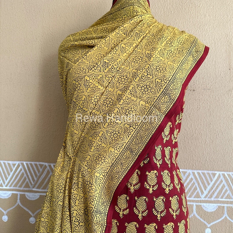 Red-Yellow Bagh Print Cotton Suit BCSP0159