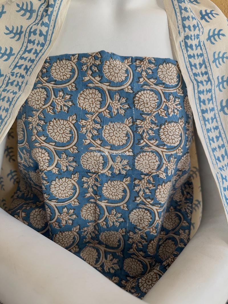 Blue-White Indigo Bagh Print Suit BCI036