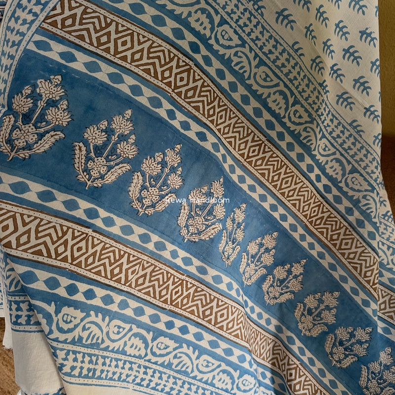 Blue-White Indigo Bagh Print Suit BCI036