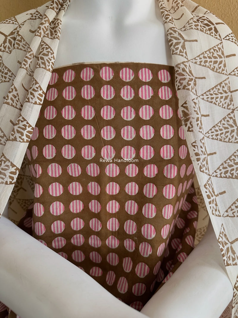 Brown-White Indigo Bagh Print Suit BCI041