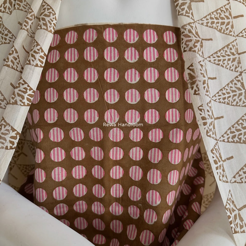 Brown-White Indigo Bagh Print Suit BCI041