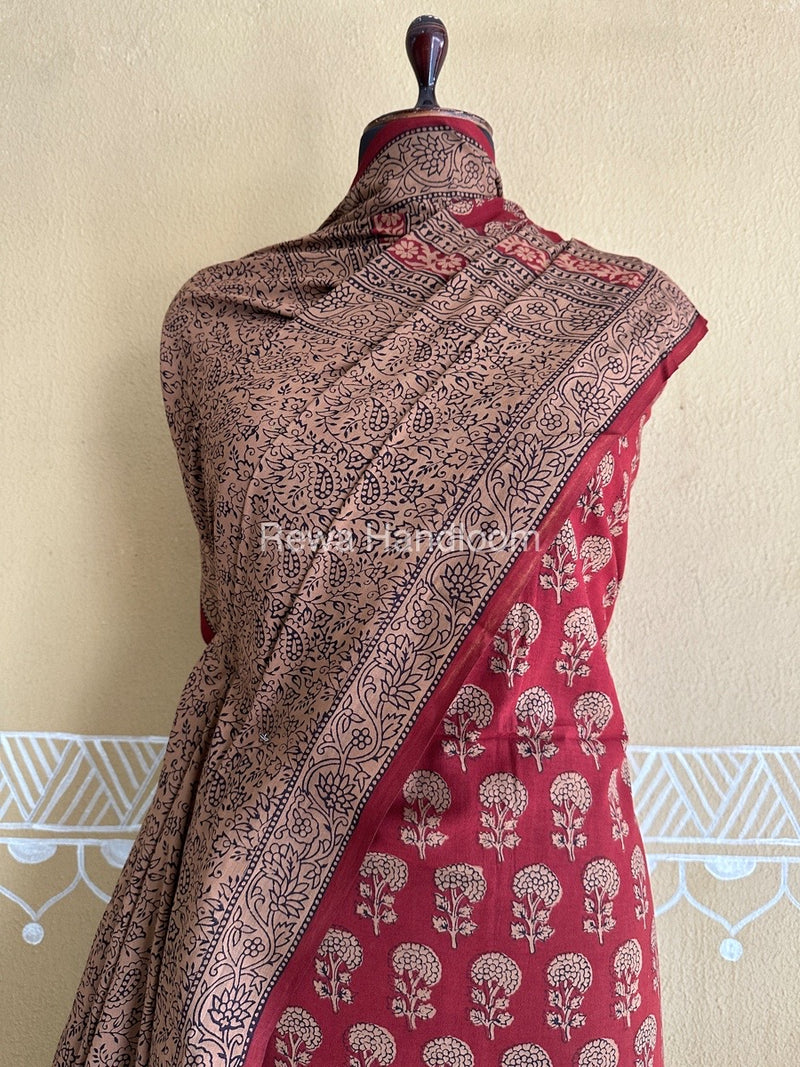 Maroon-Brown Bagh Print Cotton Suit BCSP0139