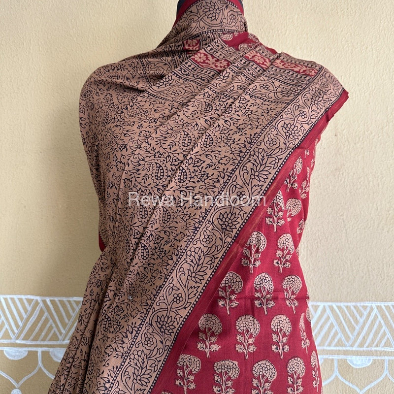 Maroon-Brown Bagh Print Cotton Suit BCSP0139
