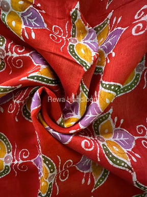 Maheshwari Orange Batik Indonesian Print Saree IBS033