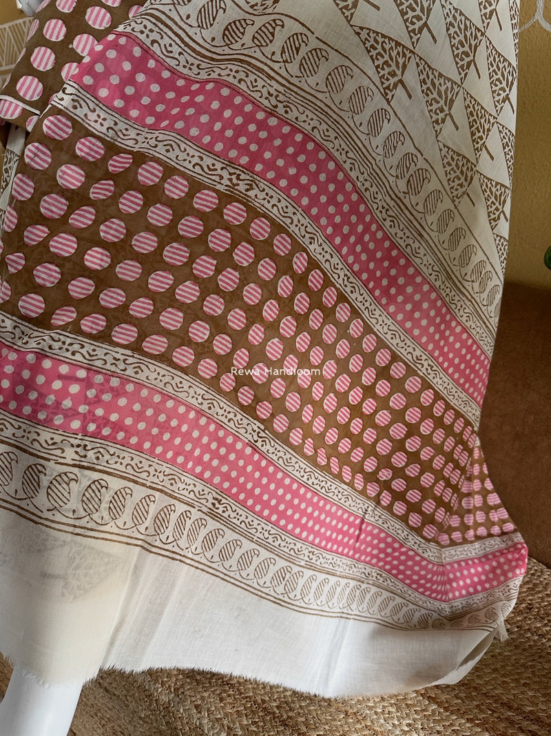 Brown-White Indigo Bagh Print Suit BCI041