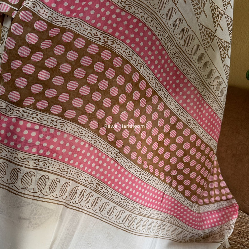 Brown-White Indigo Bagh Print Suit BCI041