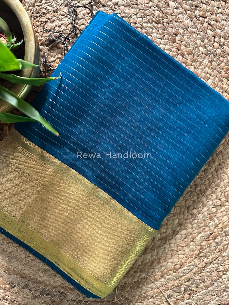 Maheshwari Rama Green Zari Linning Saree GL060