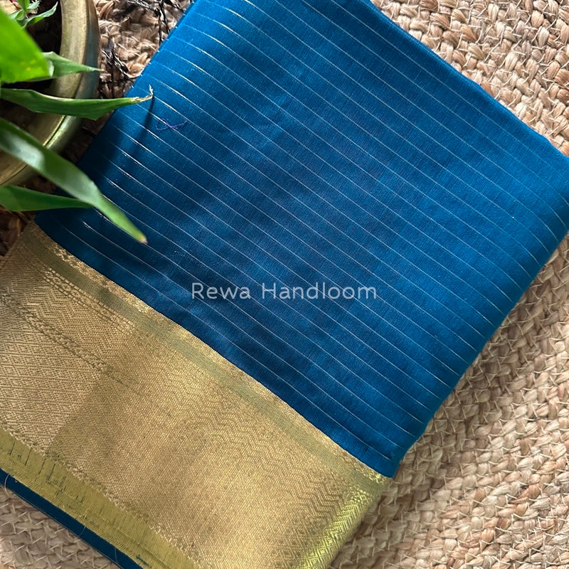 Maheshwari Rama Green Zari Linning Saree GL060
