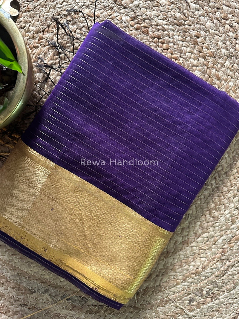 Maheshwari Dark Purple Zari Linning Saree GL062