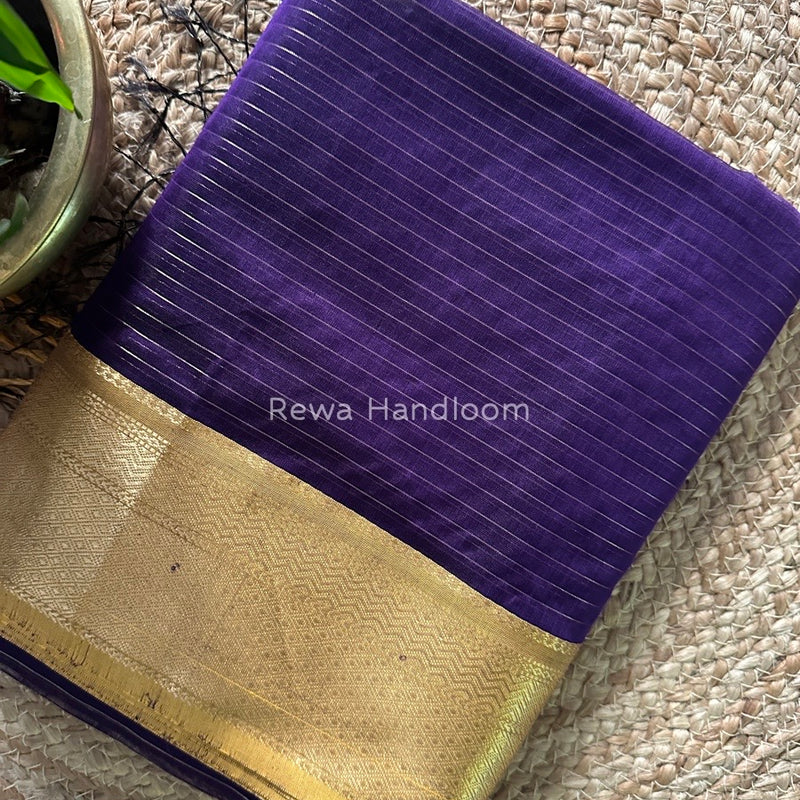 Maheshwari Dark Purple Zari Linning Saree GL062