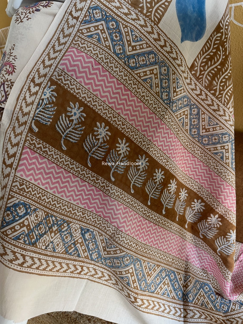 Blue-Brown Indigo Bagh Print Suit BCI047