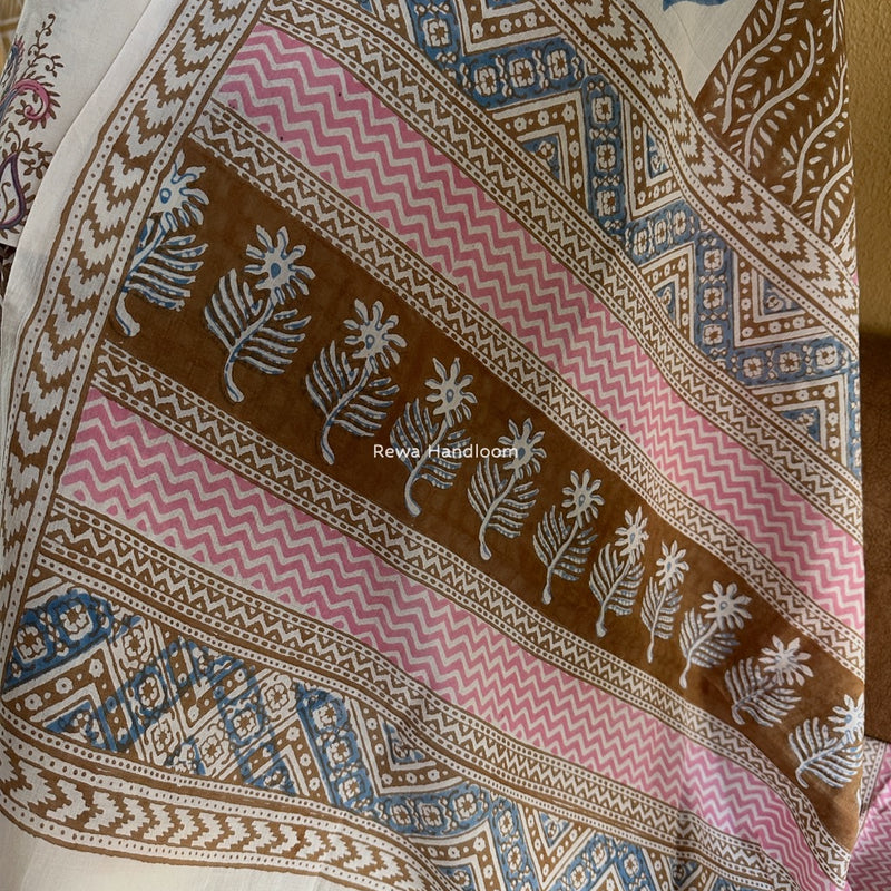 Blue-Brown Indigo Bagh Print Suit BCI047