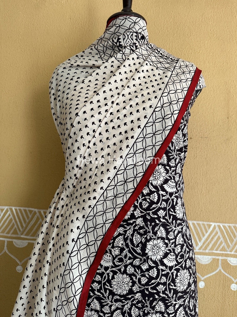 Black-White Bagh Print Cotton Suit BCSP0142