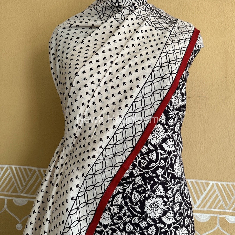 Black-White Bagh Print Cotton Suit BCSP0142