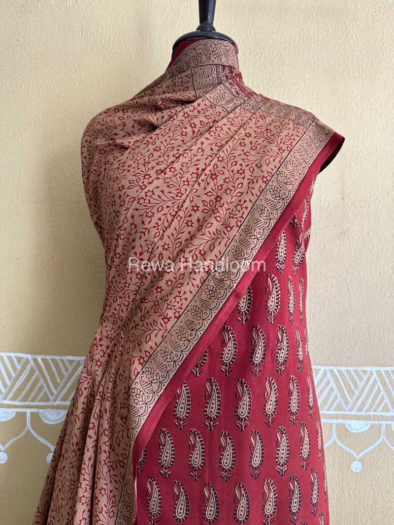 Red-Brown Bagh Print Cotton Suit BCSP0144