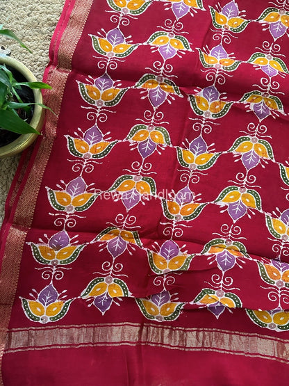 Maheshwari Pink Batik Indonesian Print Saree IBS031