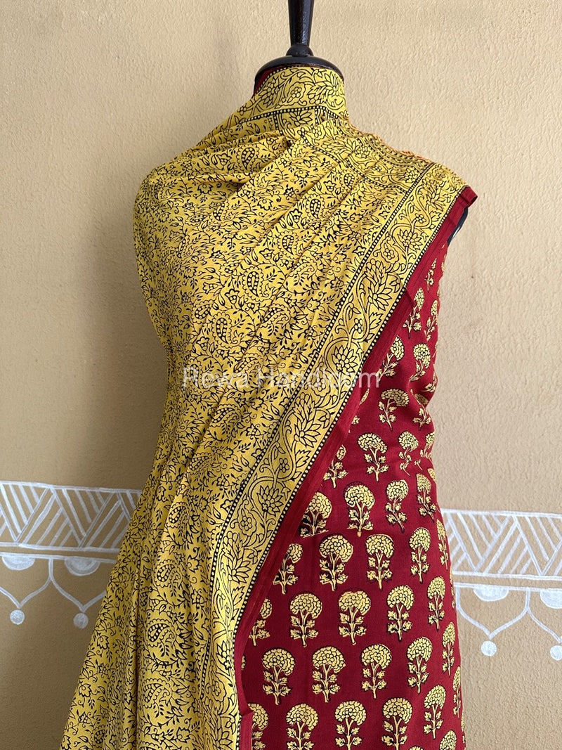 Red-Yellow Bagh Print Cotton Suit BCSP0146