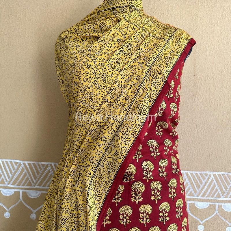 Red-Yellow Bagh Print Cotton Suit BCSP0146