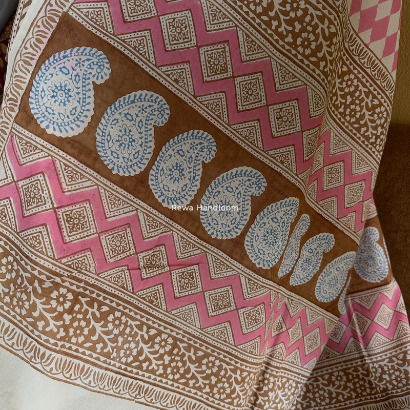Pink-Brown Indigo Bagh Print Suit BCI043