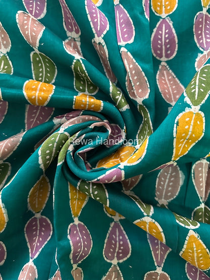 Maheshwari Sea Green Batik Indonesian Print Saree IBS029
